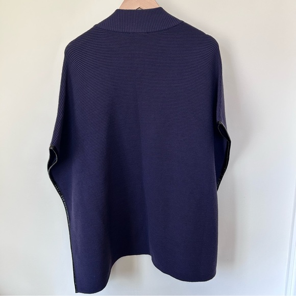 Chico's Navy Knit Open-Front Poncho with Black Trim - Picture 6 of 8